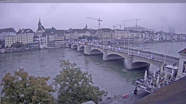 Basel Middle Bridge Riverside View
