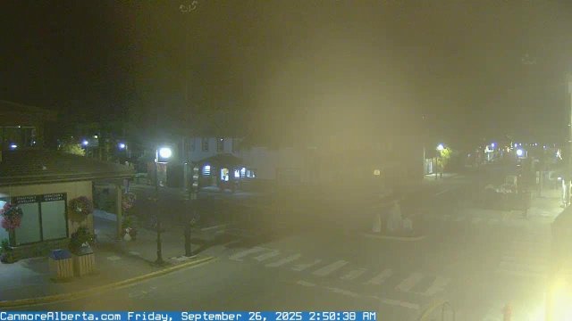 Canmore Street Scene with Rockies